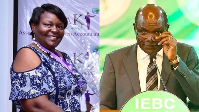 Photocollage of Mary Wanyonyi and Wafula Chebukati.
